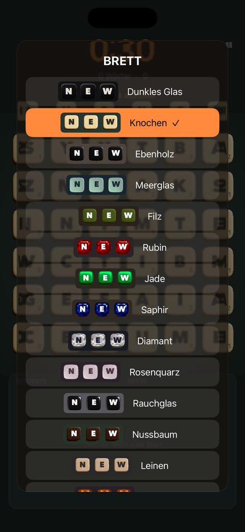 Ein Brett wählen: dunkles Glas, Knochen, Ebenholz, Meerglas und mehr